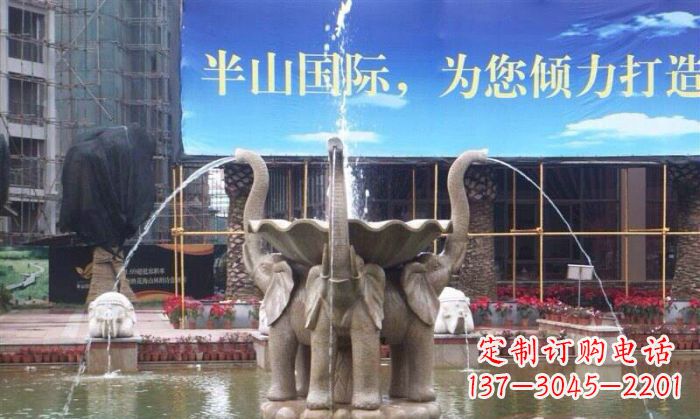宁波企业景观小象喷泉石雕