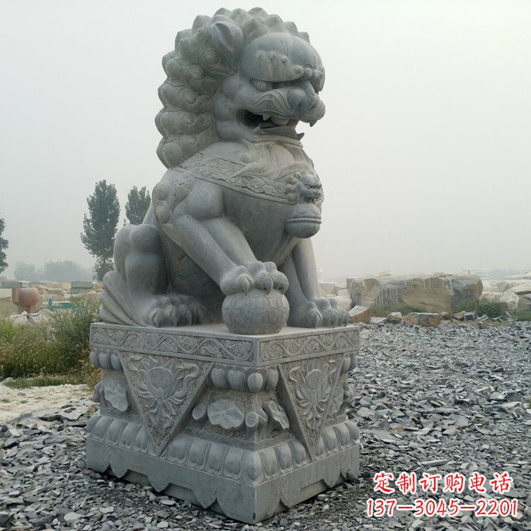 宁波青石北京狮子雕塑,雕刻传承千古之魅力