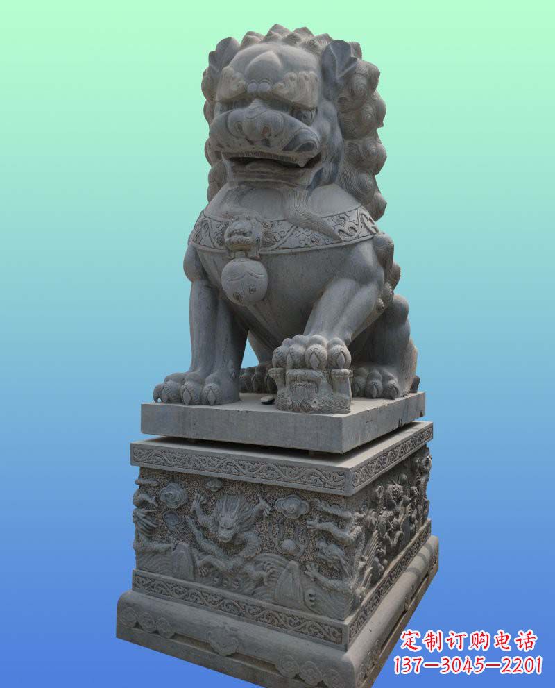 宁波传统工艺与现代美感完美结合的青石狮子雕塑