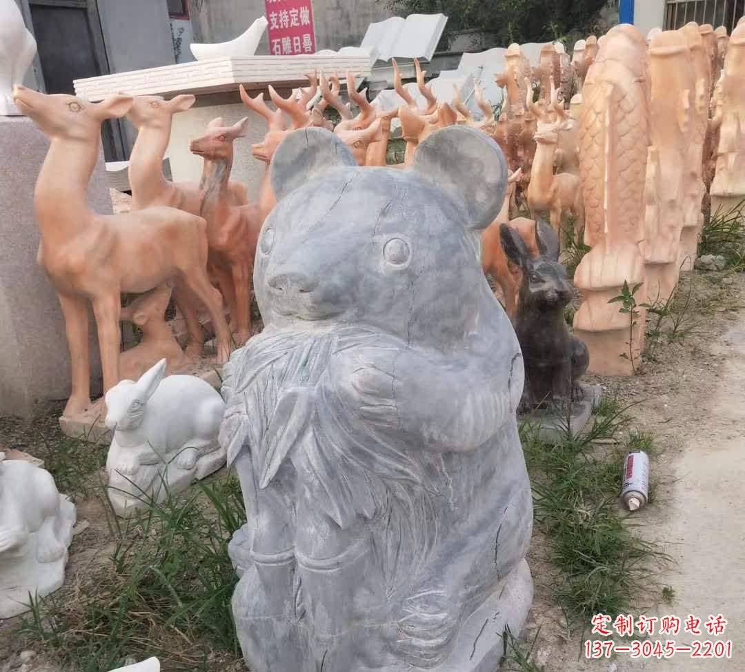 宁波青石熊猫雕塑,传承古典文化