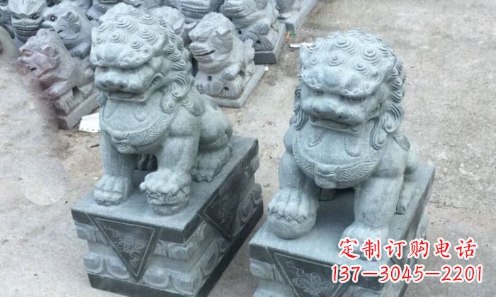 宁波青石小狮子门口石雕,精美传统风格