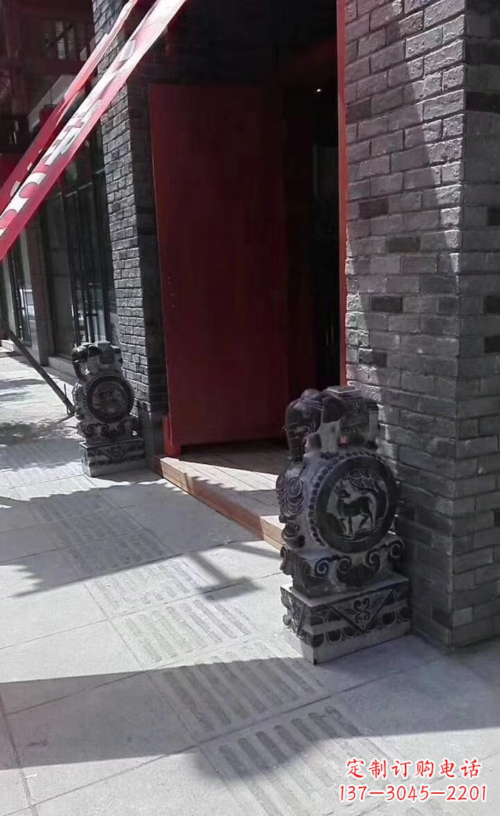 宁波青石雕刻大象门墩抱鼓石