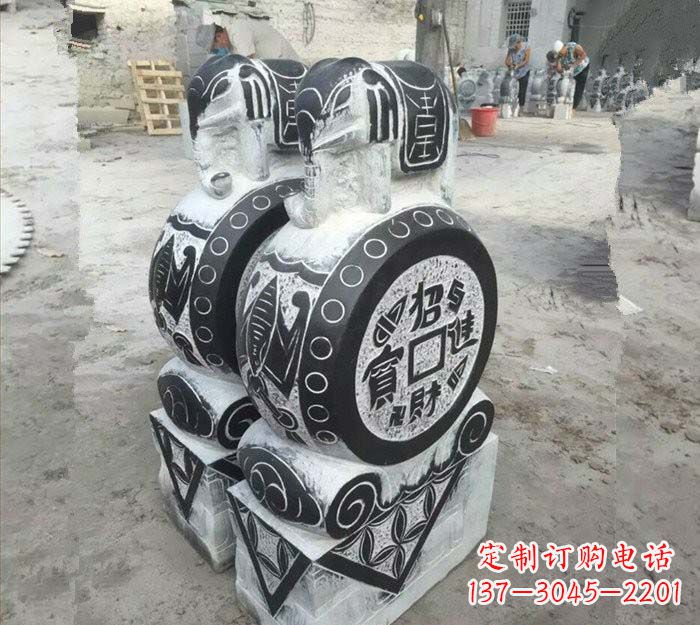 宁波华丽雅致！青石仿古招财进宝大象门墩