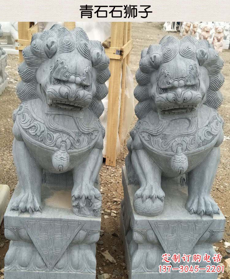 宁波青石雕刻的传统工艺美狮
