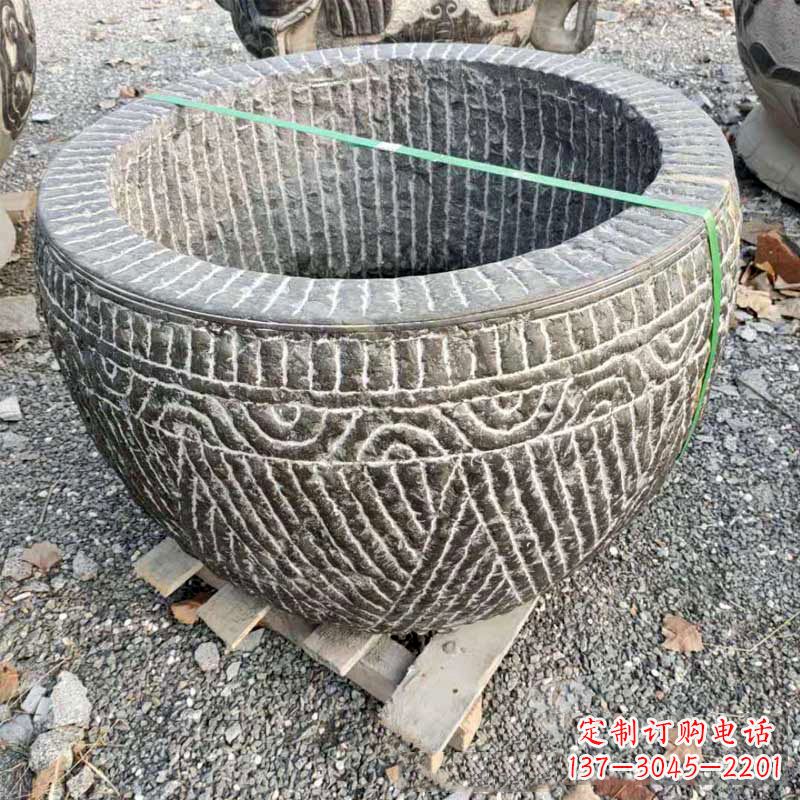 宁波青石莲花水缸