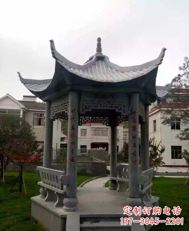 宁波青石六角凉亭雕塑