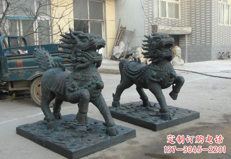 宁波唯美雕塑：青铜立式麒麟