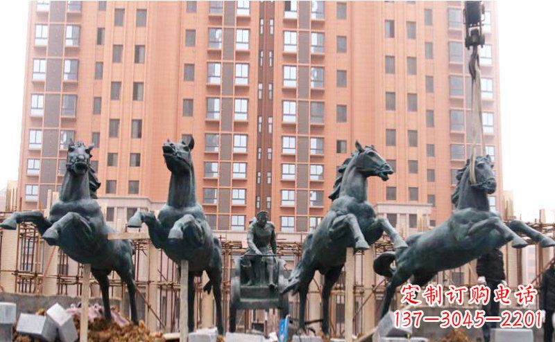 宁波精美青铜马拉车广场雕塑