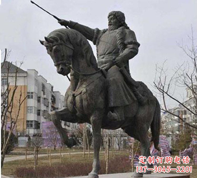 宁波精致雕刻成吉思汗青铜骑马