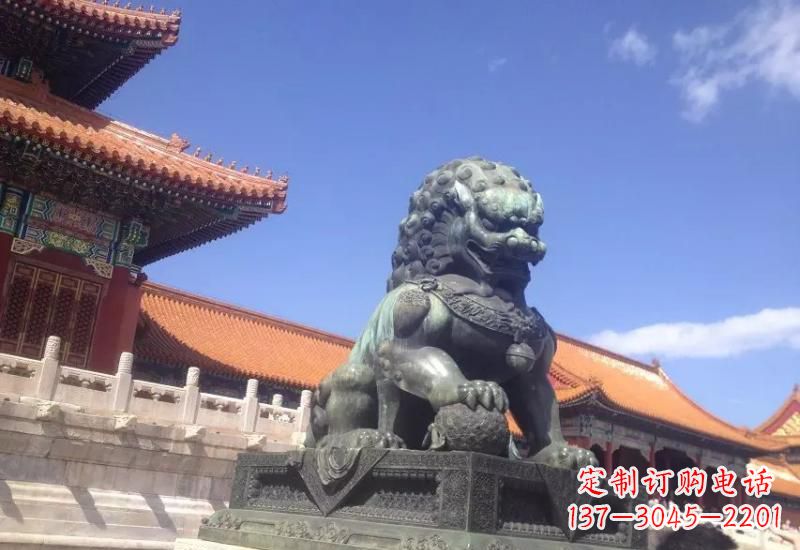宁波精致青铜狮子雕塑,表达荣耀之美