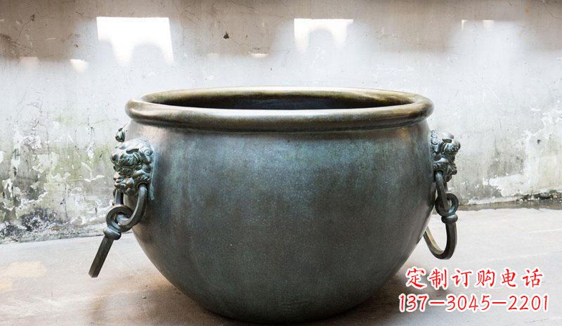 宁波青铜圆形水缸铜雕