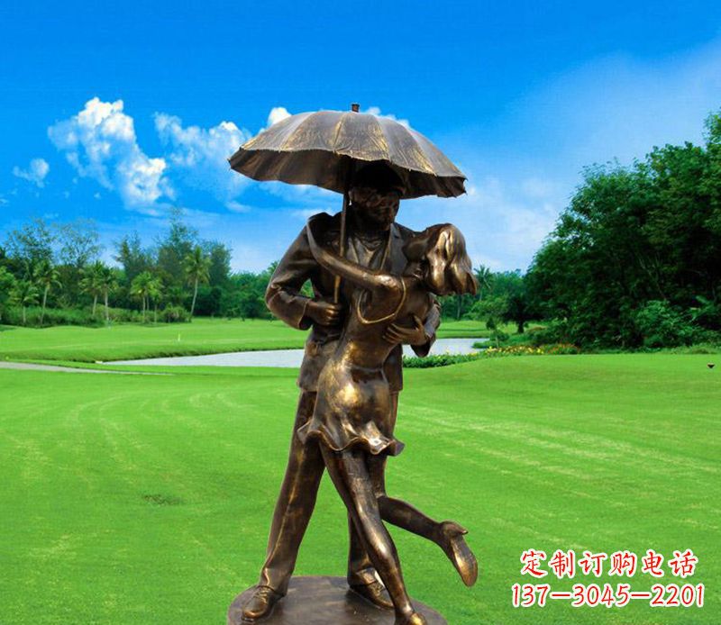 宁波情侣打伞人物公园景观雕塑