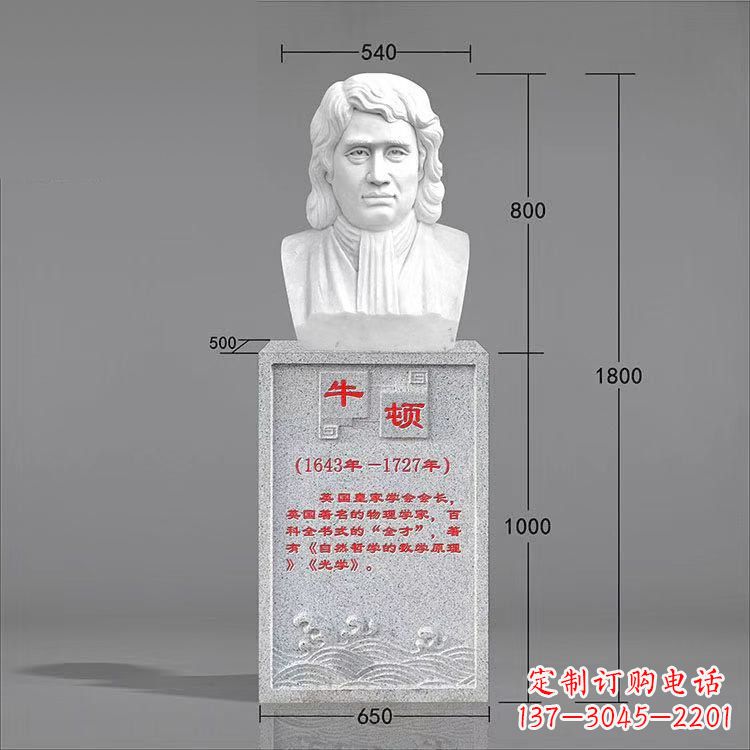 宁波全才科学家牛顿汉白玉石雕头像