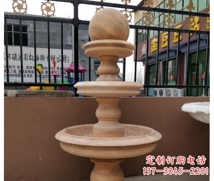 宁波风水球石雕,晚霞红别墅装饰精品