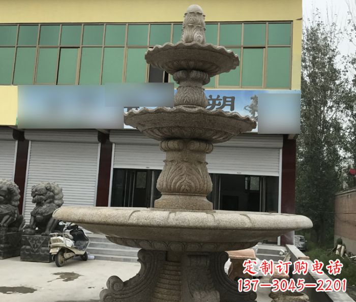 宁波三层砂岩喷泉欧式石雕,定制专属你的雕塑