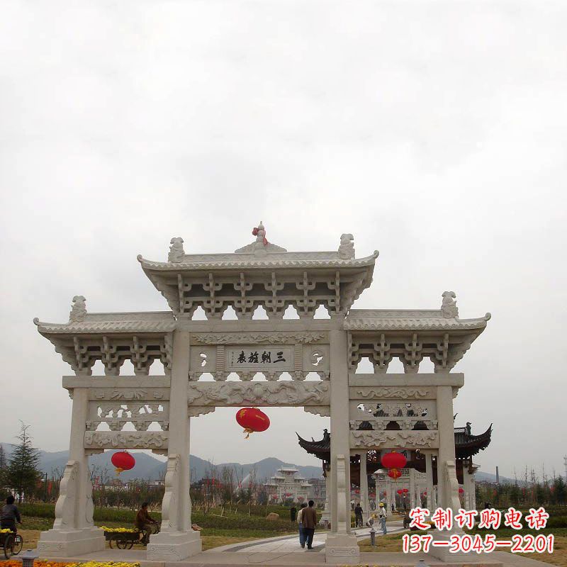 宁波三朝旌表汉白玉石雕牌坊