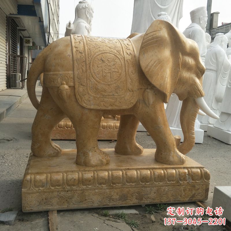 宁波三个象牙大象石雕