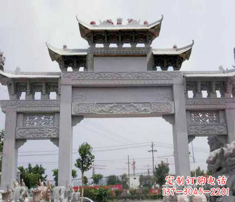 宁波中领雕塑-三门牌坊大理石石雕