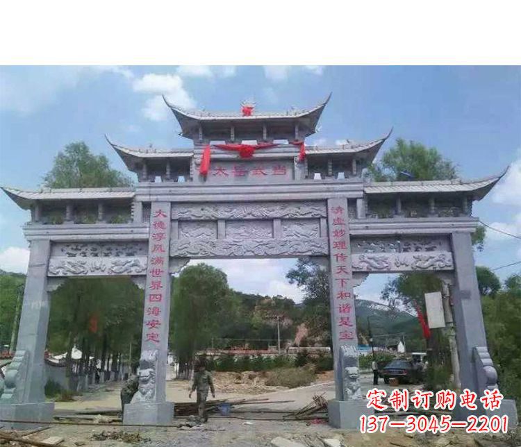 宁波专业定制三门五楼牌坊石雕