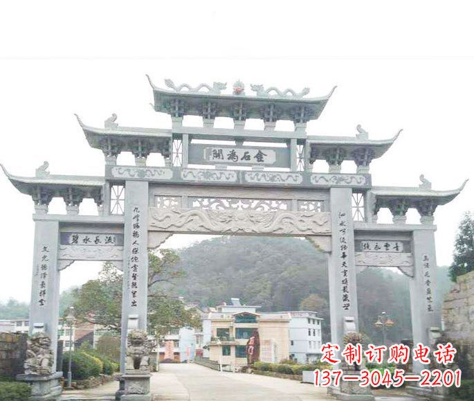 宁波三门五楼石牌坊石雕——精美精致的多层次雕刻