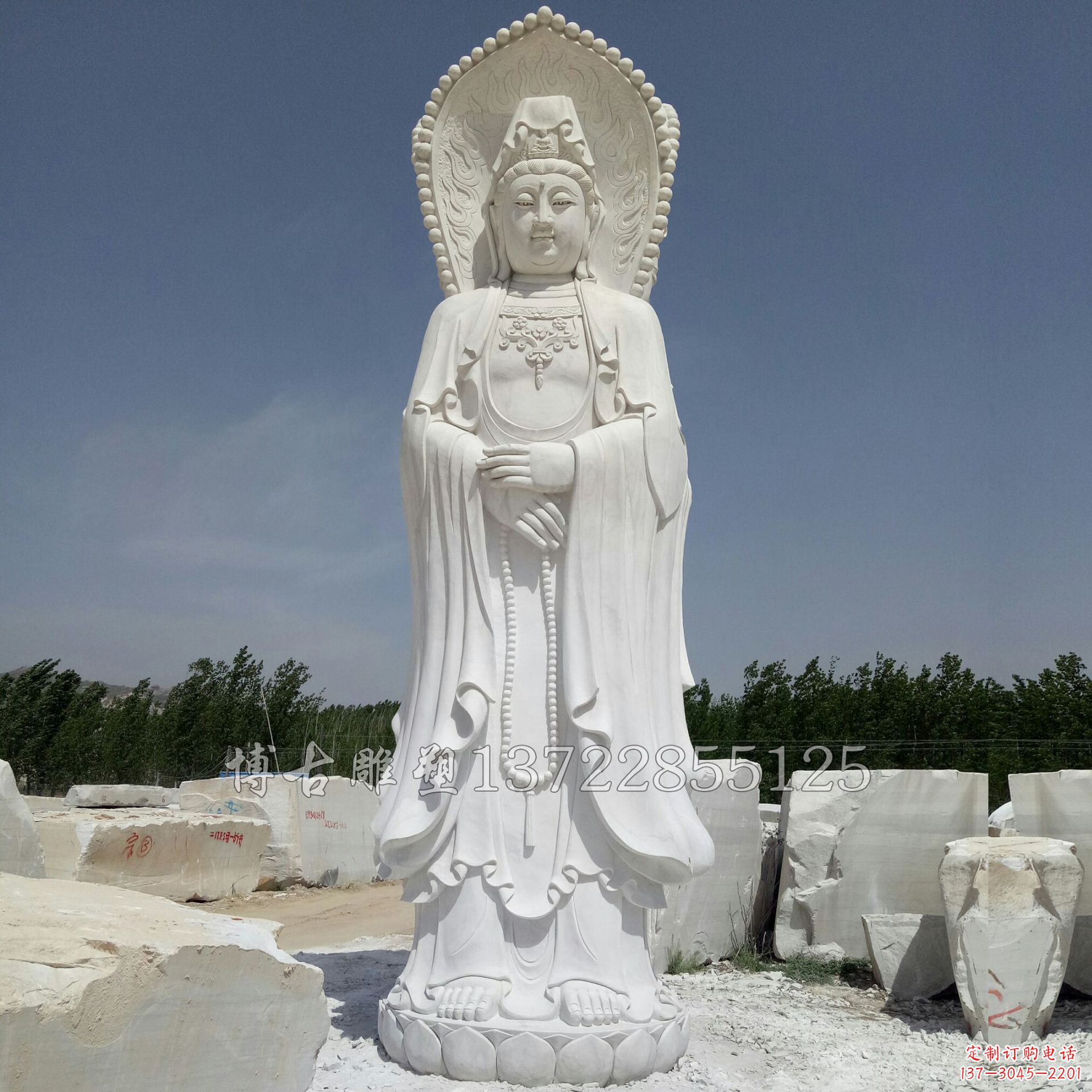 宁波观赏性质的三面观音石雕塑
