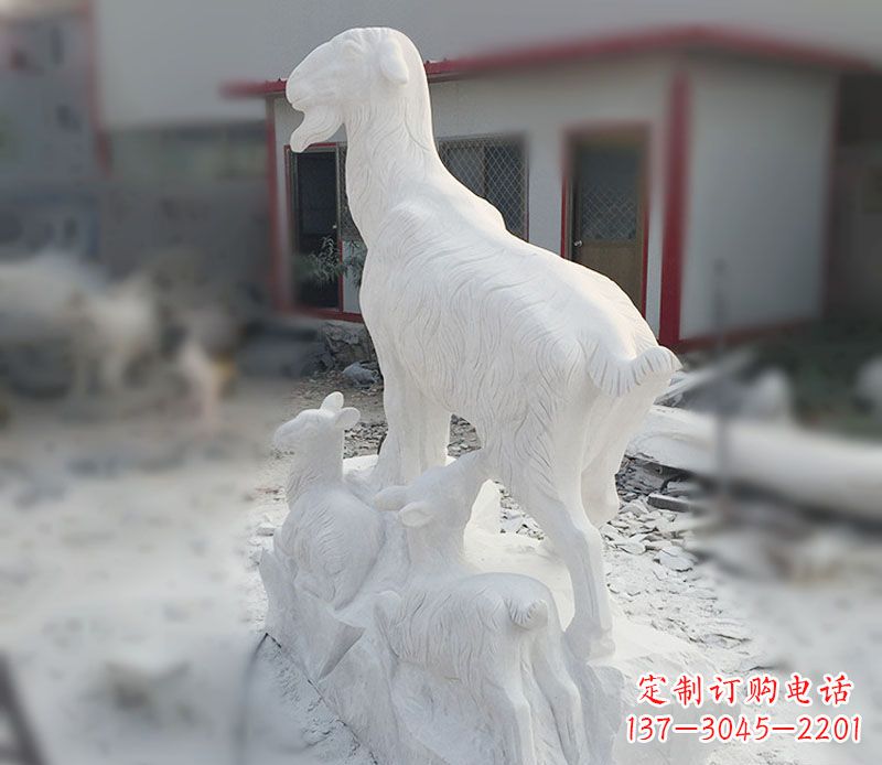 宁波三羊开泰石雕动物摆件,让你的家中充满招财运