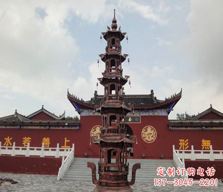 宁波三足铜香炉雕塑,精美绝伦
