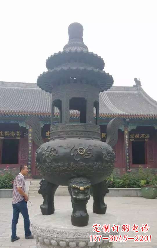 宁波三足香炉铜雕 (3)