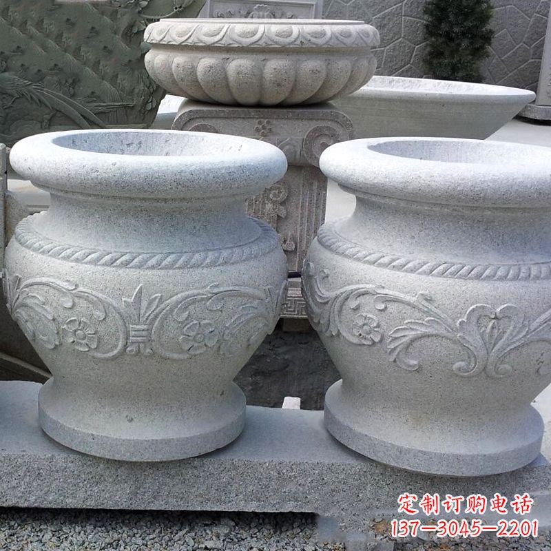 宁波砂岩刻画花盆石雕