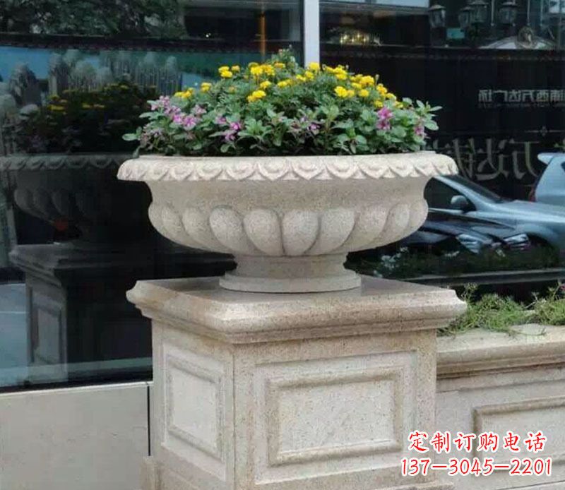 宁波精美大理石花盆雕塑
