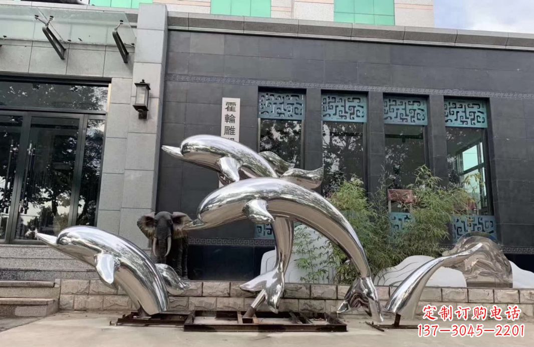 宁波高端定制不锈钢海豚雕塑