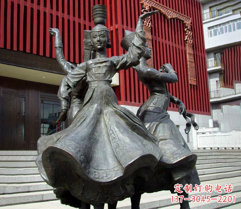 宁波少数民族美女跳舞铜雕