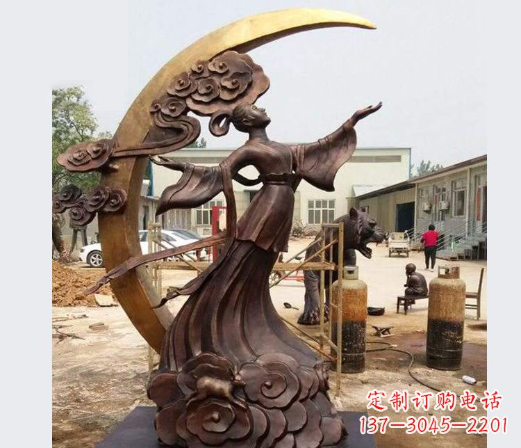 宁波神话人物嫦娥奔月铜雕