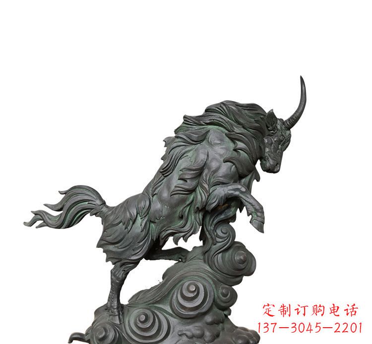宁波神牛踏波绸缎精美铜雕