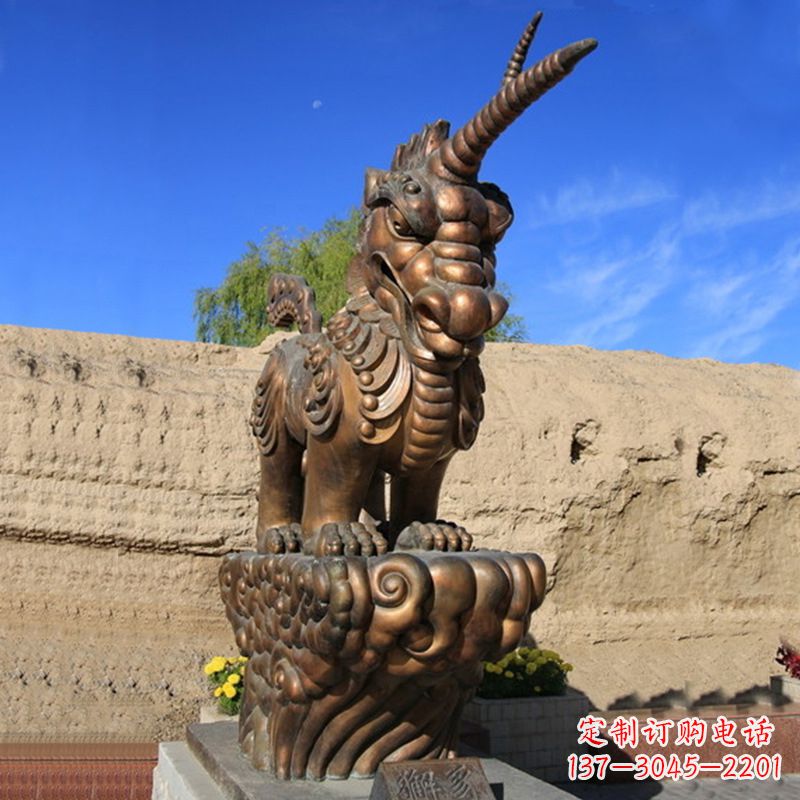 宁波神羊獬豸铜雕-景区神兽动物雕塑摆件