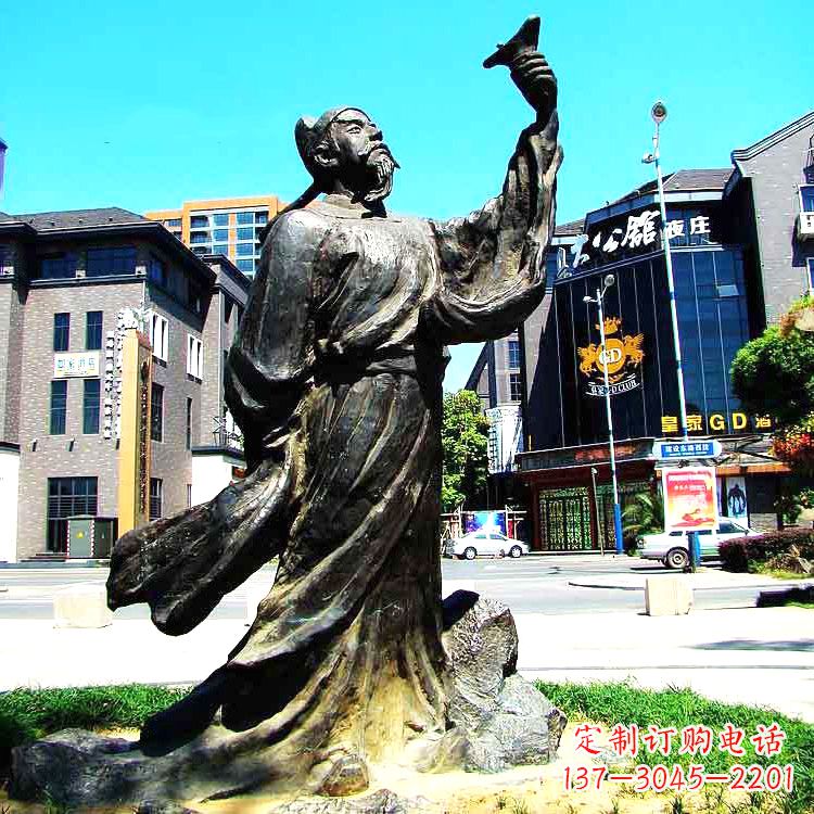 宁波诗仙李白铜雕塑像