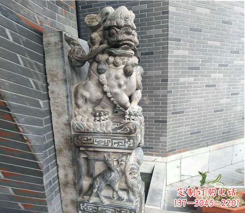 宁波中领雕塑仿古石门墩石雕