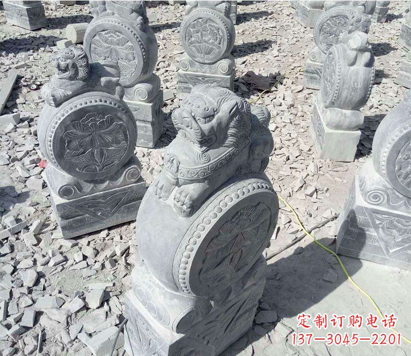 宁波狮子抱鼓石招财门墩石雕,尊贵大气典雅