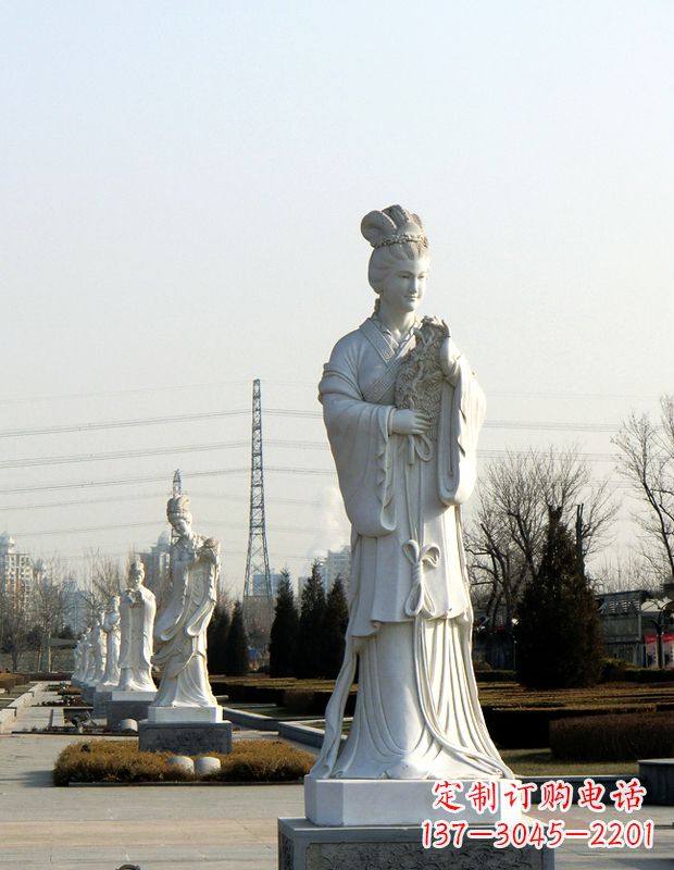 宁波十二花神汉白玉古代美女石雕像
