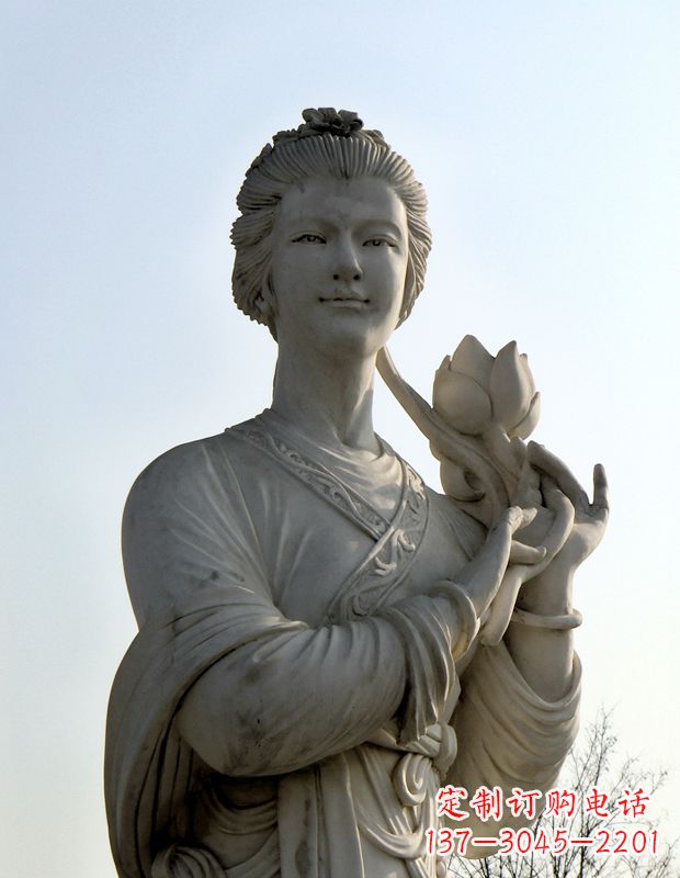 宁波汉白玉荷花雕塑,精致美丽无双!