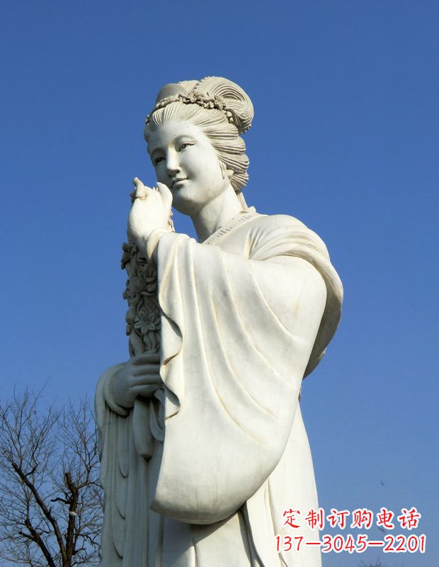 宁波十二花神之三月桃花息夫人汉白玉精美美女雕像