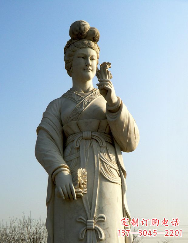 宁波十二花神之十二月水仙花梁玉清汉白玉古代美女雕像