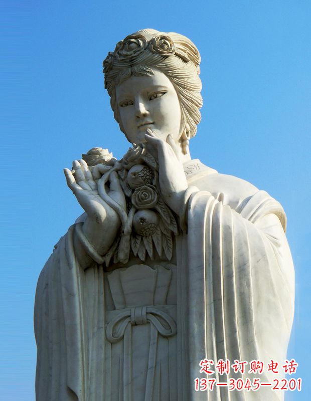 宁波石榴之美——十二花神之五月石榴李氏汉白玉古代美女雕像