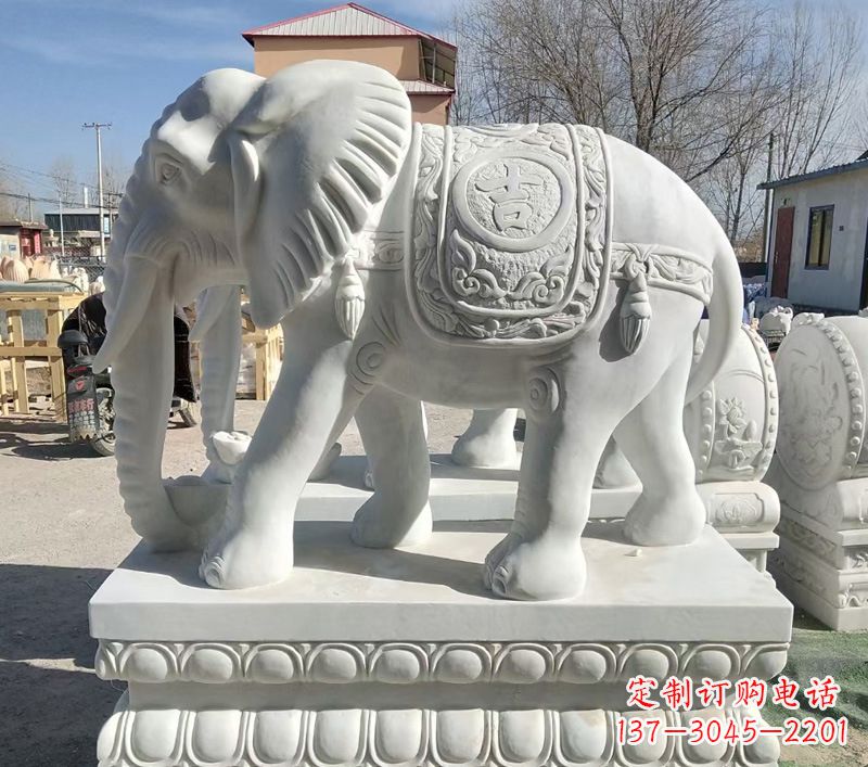 宁波中领雕塑精美石材大象雕塑