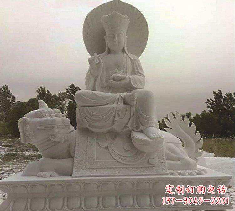宁波石雕乘谛听的地藏菩萨