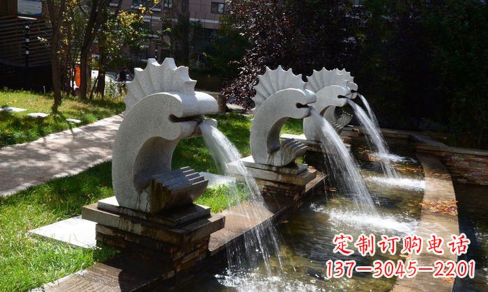 宁波石雕抽象喷水海马