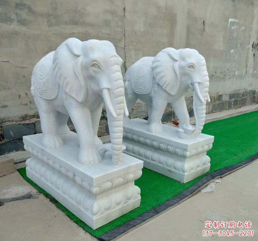 宁波中领雕塑:精美大象汉白玉雕塑