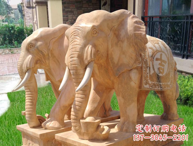 宁波石雕大象风水的精美雕塑