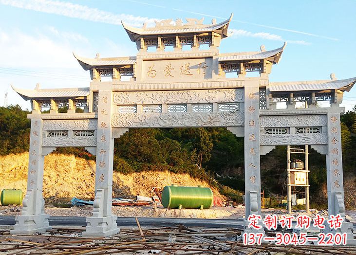宁波专业定制石雕道路牌坊雕塑