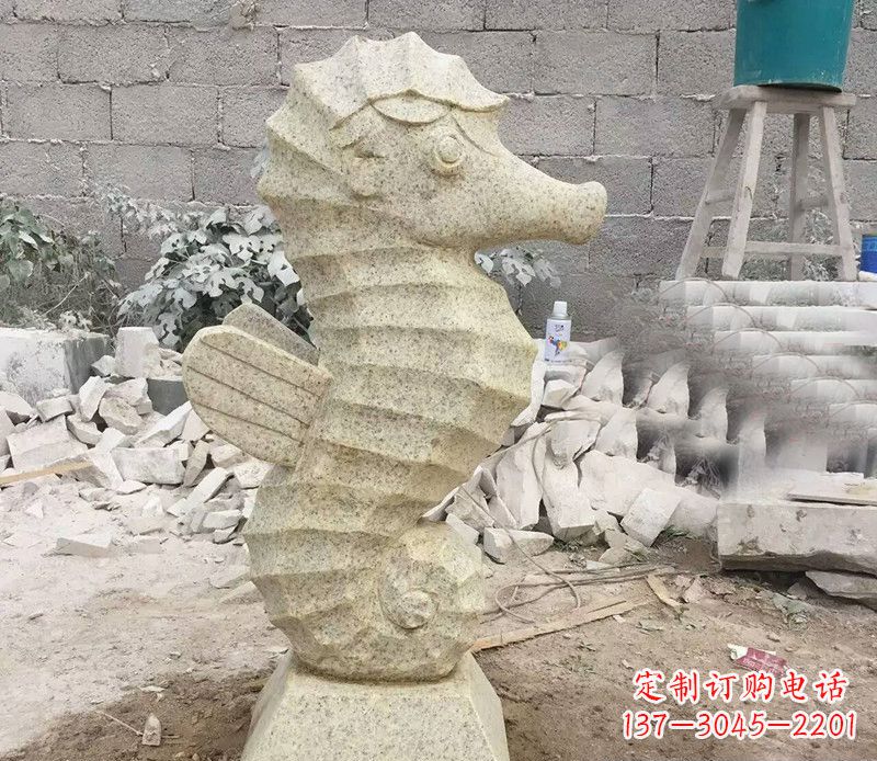 宁波石雕公园动物海马摆件